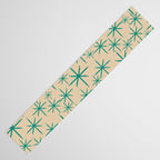 Stella 2 - Atomic Age Starbursts - Midcentury Modern Pattern in Turquoise Teal and Mid Mod Beige Table Runner Gallery Image 3
