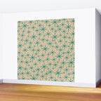 Stella 2 - Atomic Age Starbursts - Midcentury Modern Pattern in Turquoise Teal and Mid Mod Beige Wall Mural Gallery Image 2