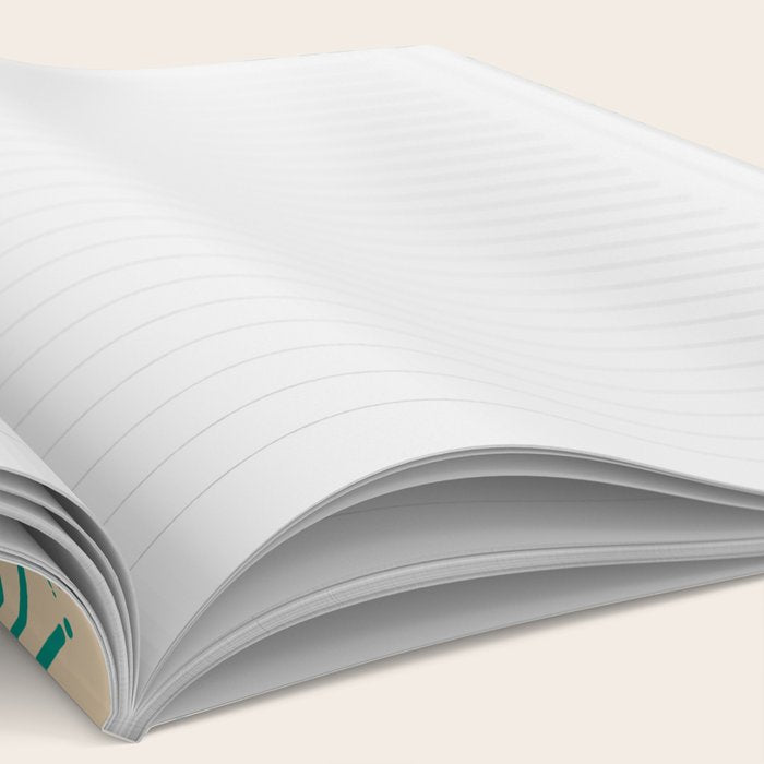 Stella 2 - Atomic Age Starbursts - Midcentury Modern Pattern in Turquoise Teal and Mid Mod Beige Notebook Gallery Image 2