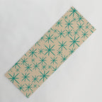 Stella 2 - Atomic Age Starbursts - Midcentury Modern Pattern in Turquoise Teal and Mid Mod Beige Yoga Mat Gallery Image 1