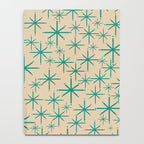 Stella 2 - Atomic Age Starbursts - Midcentury Modern Pattern in Turquoise Teal and Mid Mod Beige Notebook Gallery Image 4