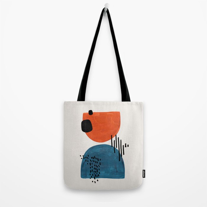 Burnt Orange Jewel Teal Blue Mid Century Modern Funky Colorful Shapes Patterns by Ejaaz Haniff Tote Bag Gallery Image 2