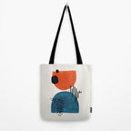 Burnt Orange Jewel Teal Blue Mid Century Modern Funky Colorful Shapes Patterns by Ejaaz Haniff Tote Bag Gallery Image 2