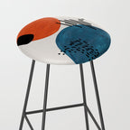 Burnt Orange Jewel Teal Blue Mid Century Modern Funky Colorful Shapes Patterns by Ejaaz Haniff Stool Gallery Image 2