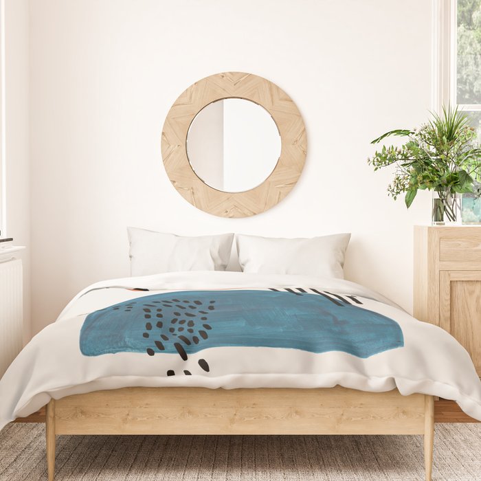 Burnt Orange Jewel Teal Blue Mid Century Modern Funky Colorful Shapes Patterns by Ejaaz Haniff Duvet Cover Gallery Image 3