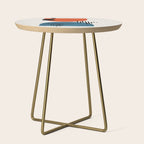 Burnt Orange Jewel Teal Blue Mid Century Modern Funky Colorful Shapes Patterns by Ejaaz Haniff Side Table Gallery Image 1