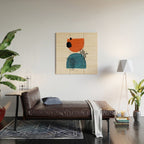 Burnt Orange Jewel Teal Blue Mid Century Modern Funky Colorful Shapes Patterns by Ejaaz Haniff Wood Wall Art Gallery Image 2