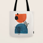 Burnt Orange Jewel Teal Blue Mid Century Modern Funky Colorful Shapes Patterns by Ejaaz Haniff Tote Bag Gallery Image 1