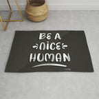 Be a Nice Human - White Type on Black Palette Rug Gallery Image 1