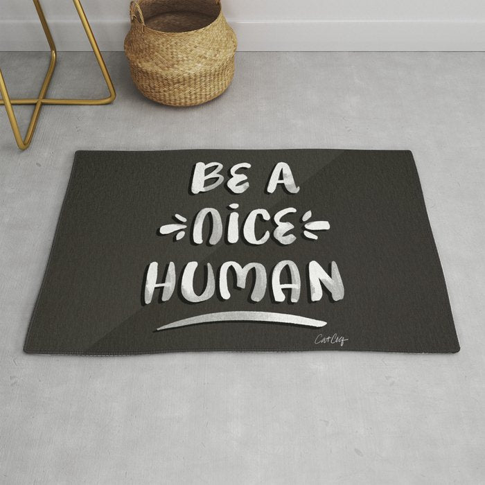 Be a Nice Human - White Type on Black Palette Rug Gallery Image 1