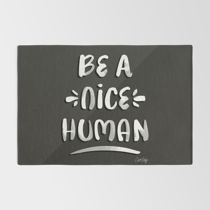 Be a Nice Human - White Type on Black Palette Rug Gallery Image 2