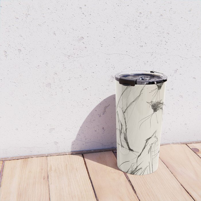 Modern Cat Sketch Travel Mug Gallery Image 4