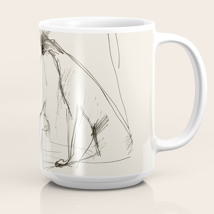 Modern Cat Sketch Coffee Mug Gallery Image 2