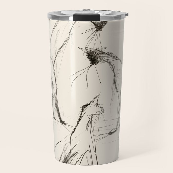 Modern Cat Sketch Travel Mug Gallery Image 1