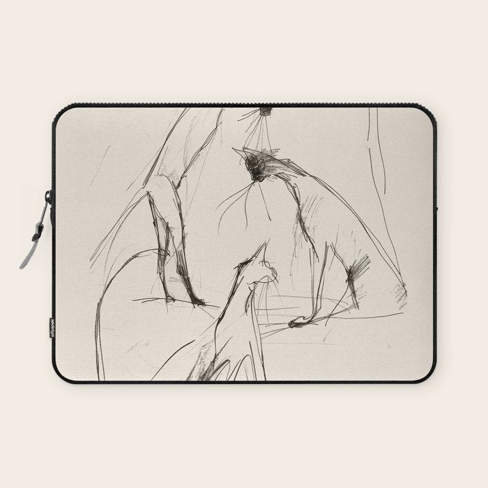 Modern Cat Sketch Laptop Sleeve Gallery Image 1