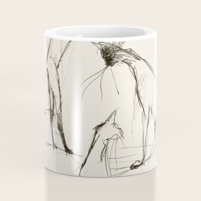 Modern Cat Sketch Coffee Mug Gallery Image 4