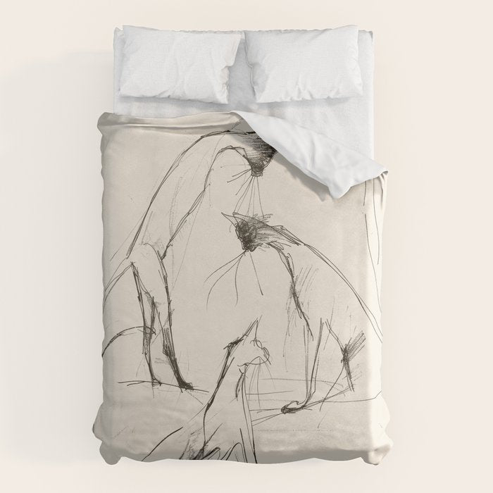 Modern Cat Sketch Duvet Cover Gallery Image 6