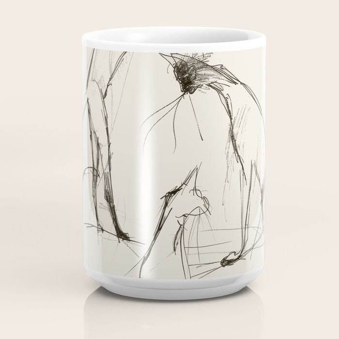 Modern Cat Sketch Coffee Mug Gallery Image 4