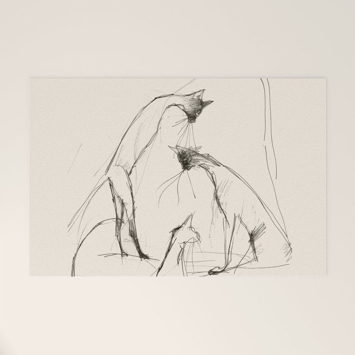 Modern Cat Sketch Welcome Mat Gallery Image 1