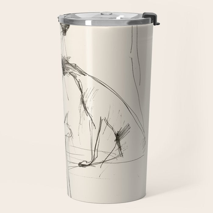 Modern Cat Sketch Travel Mug Gallery Image 2