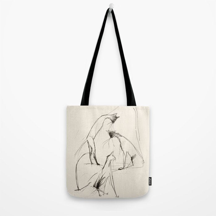 Modern Cat Sketch Tote Bag Gallery Image 2