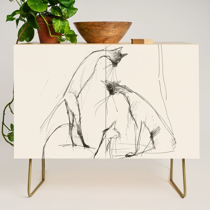 Modern Cat Sketch Credenza Gallery Image 1