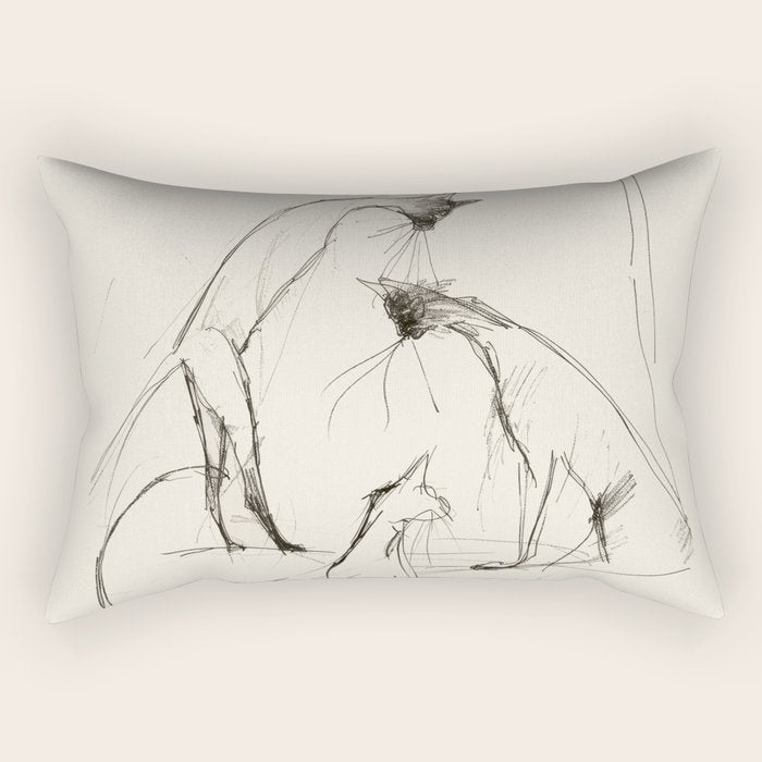 Modern Cat Sketch Rectangular Pillow Gallery Image 1