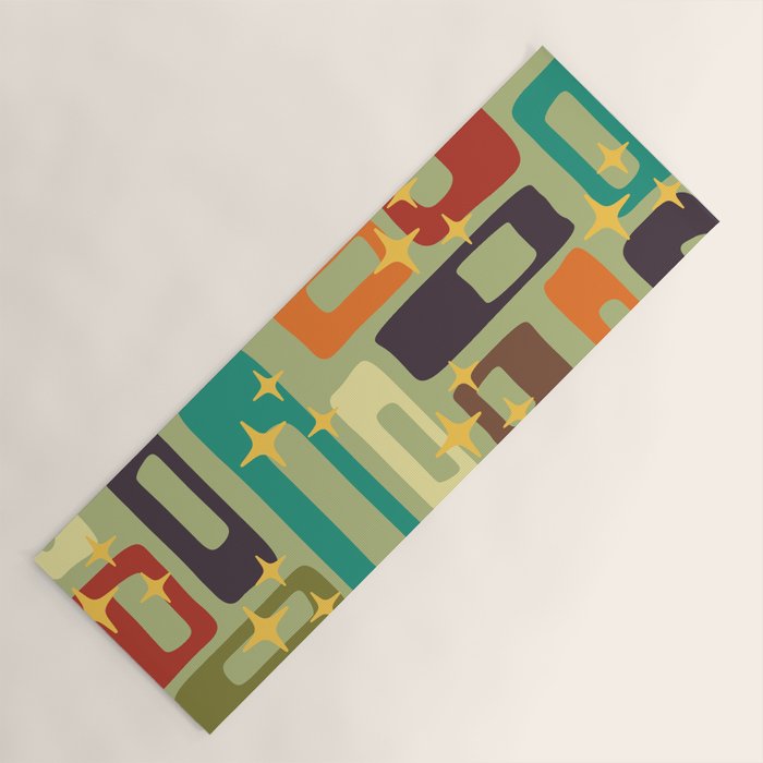 Retro Mid Century Modern Abstract Pattern 225 Yoga Mat Gallery Image 1