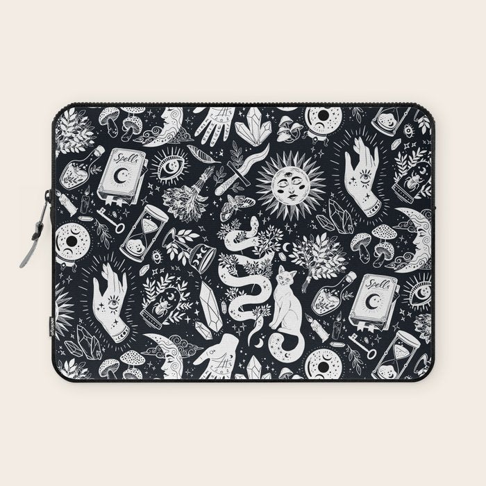 Witchy Things In Black And White Laptop Sleeve Gallery Image 1