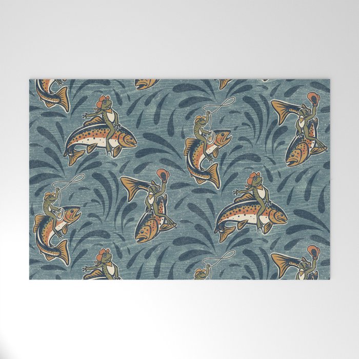Rodeo Frogs - Blue Welcome Mat Gallery Image 1