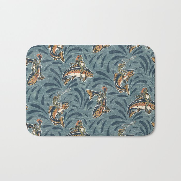 Rodeo Frogs - Blue Bath Mat Gallery Image 1