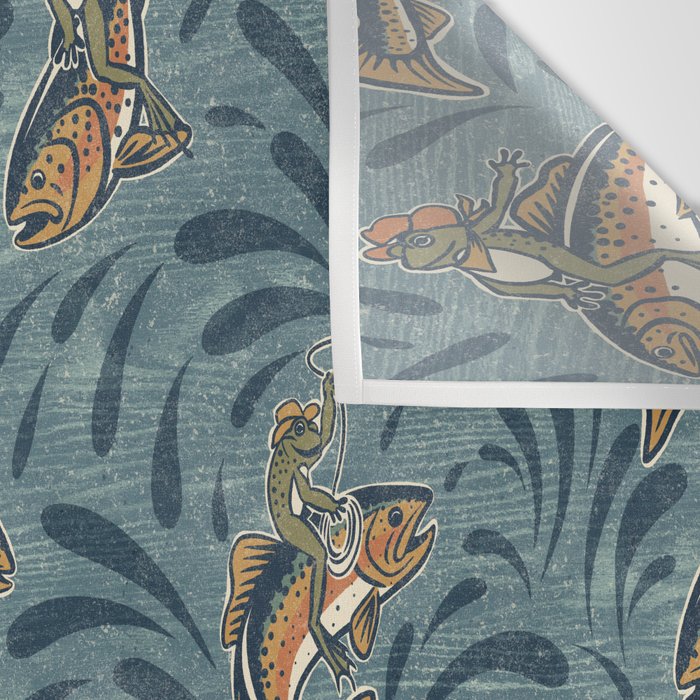 Rodeo Frogs - Blue Wall Tapestry Gallery Image 3