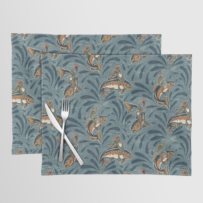 Rodeo Frogs - Blue Placemat Gallery Image 1