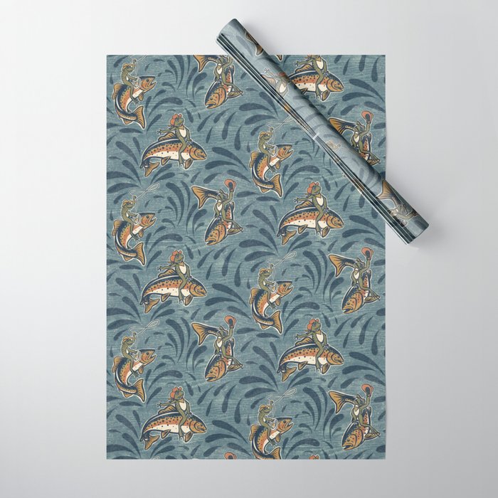 Rodeo Frogs - Blue Wrapping Paper Gallery Image 1