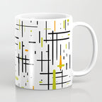  Mid-Century Modern Kinetikos Pattern in Black, Lime Green, Orange, and White Coffee Mug Gallery Image 1