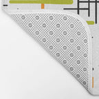  Mid-Century Modern Kinetikos Pattern in Black, Lime Green, Orange, and White Bath Mat Gallery Image 2