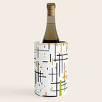  Mid-Century Modern Kinetikos Pattern in Black, Lime Green, Orange, and White Wine Chiller Gallery Image 3