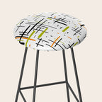  Mid-Century Modern Kinetikos Pattern in Black, Lime Green, Orange, and White Stool Gallery Image 2