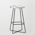  Mid-Century Modern Kinetikos Pattern in Black, Lime Green, Orange, and White Stool Gallery Image 1