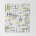  Mid-Century Modern Kinetikos Pattern in Black, Lime Green, Orange, and White Throw Blanket Gallery Image 2