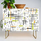  Mid-Century Modern Kinetikos Pattern in Black, Lime Green, Orange, and White Credenza Gallery Image 1
