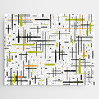  Mid-Century Modern Kinetikos Pattern in Black, Lime Green, Orange, and White Jigsaw Puzzle Gallery Image 1