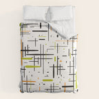  Mid-Century Modern Kinetikos Pattern in Black, Lime Green, Orange, and White Duvet Cover Gallery Image 6