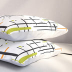  Mid-Century Modern Kinetikos Pattern in Black, Lime Green, Orange, and White Pillow Sham Gallery Image 3