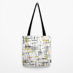  Mid-Century Modern Kinetikos Pattern in Black, Lime Green, Orange, and White Tote Bag Gallery Image 2