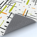  Mid-Century Modern Kinetikos Pattern in Black, Lime Green, Orange, and White Rug Gallery Image 4