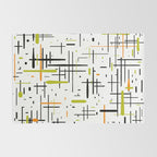  Mid-Century Modern Kinetikos Pattern in Black, Lime Green, Orange, and White Rug Gallery Image 2