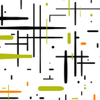 Mid-Century Modern Kinetikos Pattern in Black, Lime Green, Orange, and White Coffee Mug Gallery Image 2