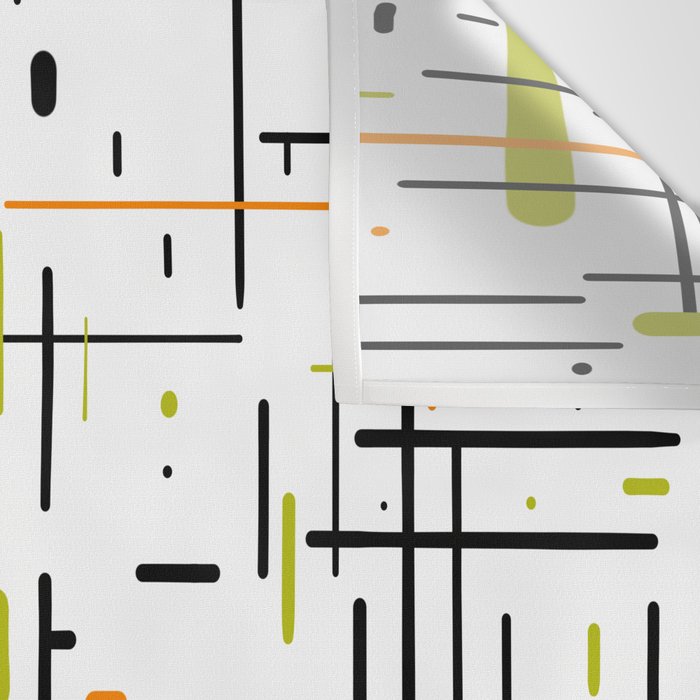  Mid-Century Modern Kinetikos Pattern in Black, Lime Green, Orange, and White Wall Tapestry Gallery Image 3