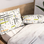  Mid-Century Modern Kinetikos Pattern in Black, Lime Green, Orange, and White Pillow Sham Gallery Image 2